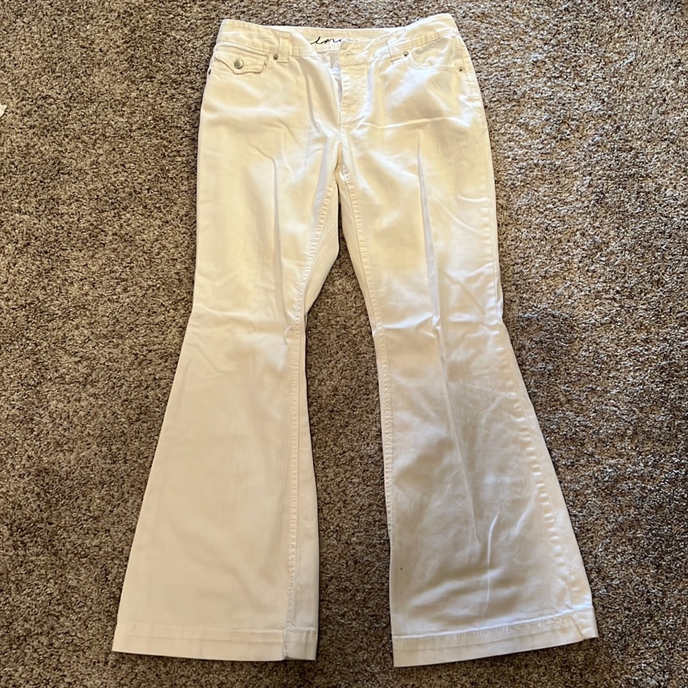INC: flare bottom White jeans size 10